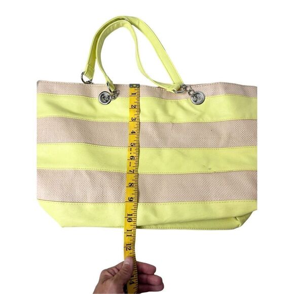 Unbranded canvas and yellow striped tote bag - perfect for beach or weekend tote - Picture 5 of 9